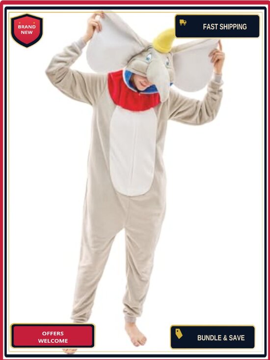 Other - Unisex Adult Elephant Onesie Pajama Halloween Costume Fleece Sleepwear